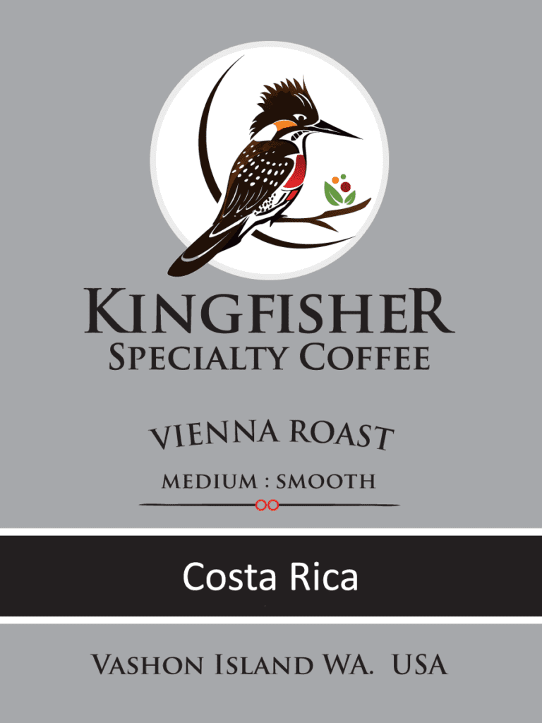 A picture of the front label for costa rica coffee.