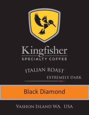 A black diamond coffee is featured on the label.